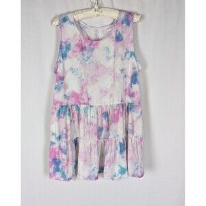 NWT Lularoe Tank Top L Women's Tie Dye Tiered Swing Sleeveless Cutout Eliana